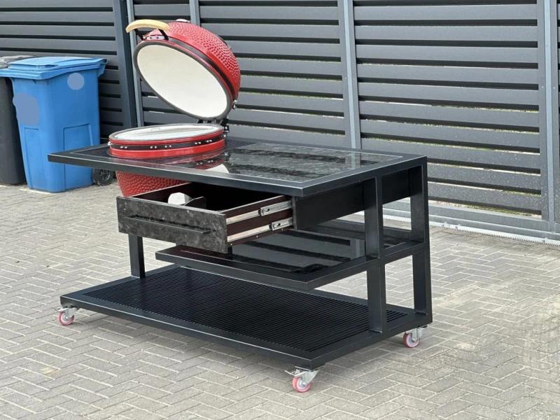 Outdoorküche Schwarz - 180 cm, Linke Seite