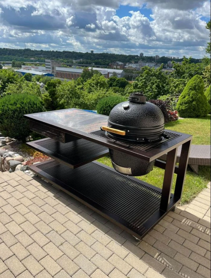 Outdoorküche 180 cm, Antik-Kupfer + Kamado