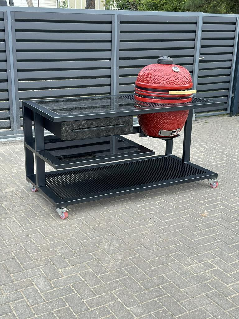 Outdoor-Küche 200 cm. Mit Kamado Rot