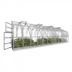 Gewächshaus Standard, 8 m Tiefe, 6 mm Polycarbonat, 4 automatisches Dachfenster