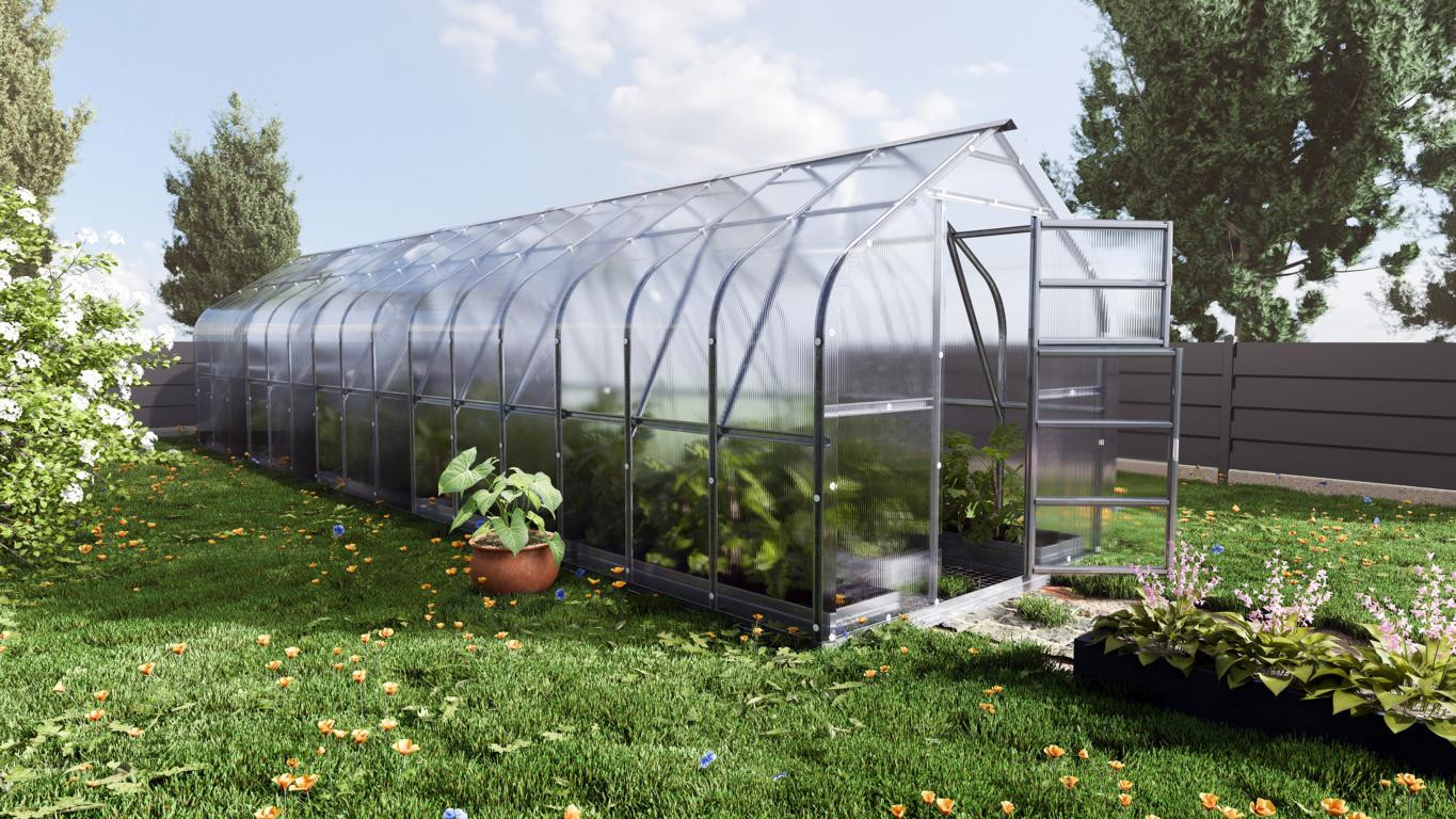 Polycarbonat - Gewächshaus mit Fundamentrahmen und automatischer Belüftung