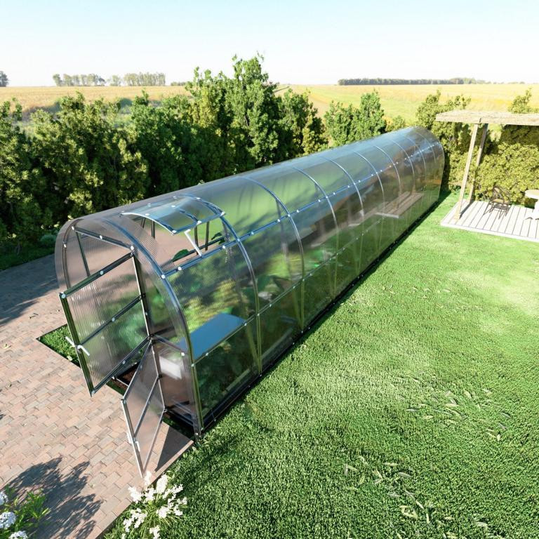 Polycarbonat-Gewächshaus Slim 10 Meter tiefe