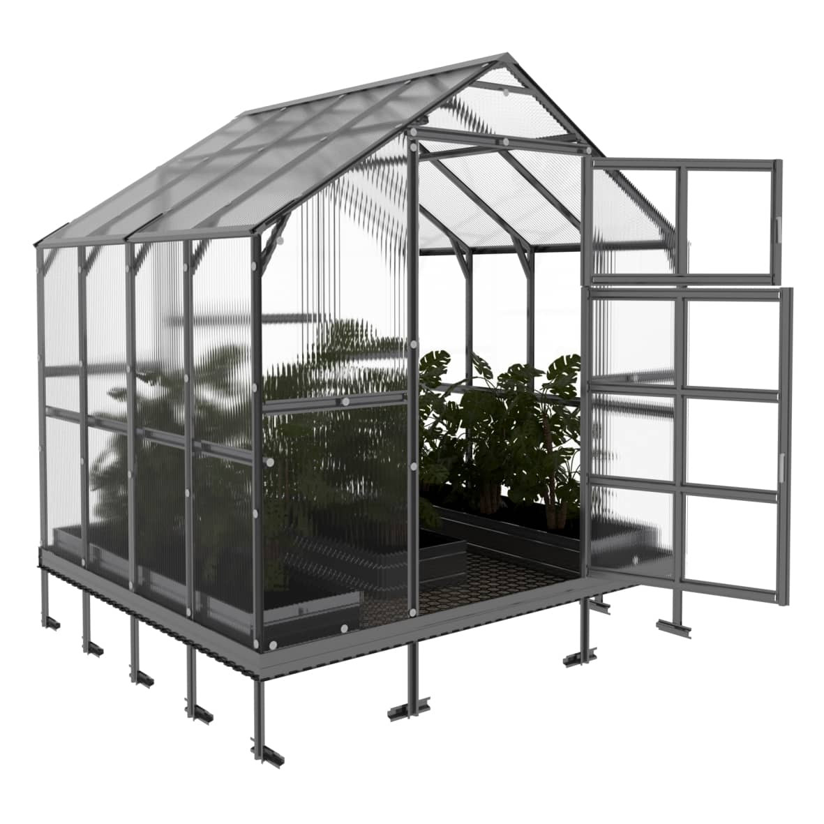 Gewächshaus Haus aus Polycarbonat und verzinktem Stahl im Garten