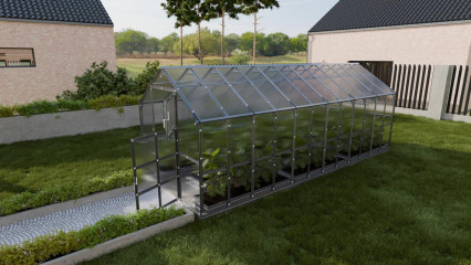 Gewächshaus mit Fundament - 17m², 6 mm Polycarbonat, automatisierter Belüftung