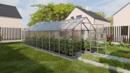 Gewächshaus Klassiker 22m², 6 mm Polycarbonat, automatisierter Belüftung