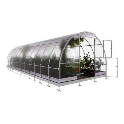 Gewächshaus 3x8 m aus Polycarbonat - 6 mm, Stahlrahmen & Fundament | Klassiker TUBE