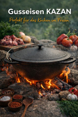 Gusseisen-Kazan 15 Liter - WOK  - Gusseisen Deckel - Premium