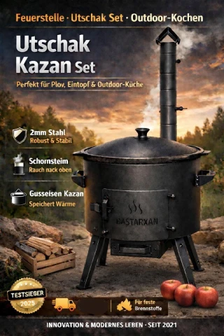 Kazan Ofen (Utschak) 2 mm Stahl mit Rauchrohr und 10 l Kazan