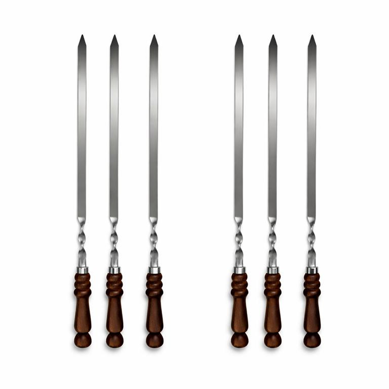 Edelstahlspieß mit Holzgriff 60 cm lang 1,2 cm breit 3 mm Stark