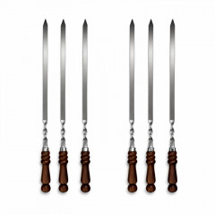 BBQ Edelstahlspieß 70 cm - extra lang, 3 mm stark, flach mit Holzgriff | Profi Grillspieß