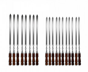 BBQ Kebabspieß Edelstahl 65 cm - extra breit 20 mm, 3 mm stark mit Holzgriff | Profi Grillspieß