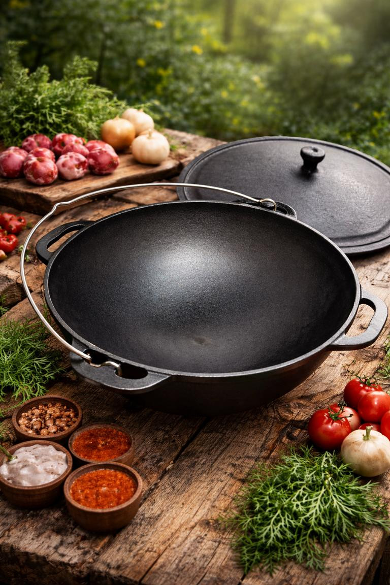 Gusseisen Kazan mit Gusseisen Deckel