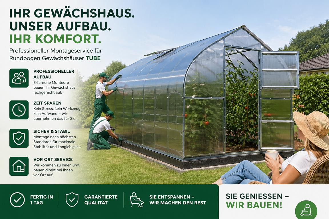 Montageservice für Polycarbonat Gewächshaus STANDARD 2.5×2 bis 2.5x10