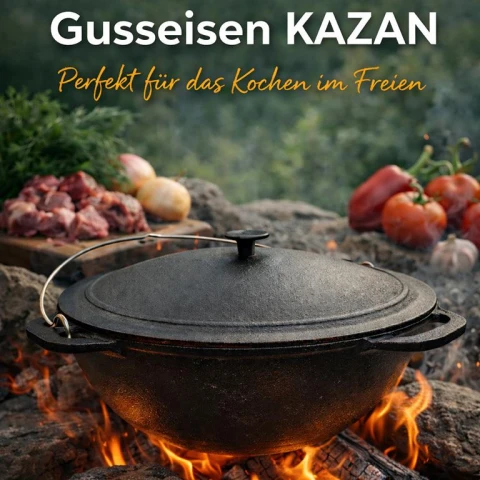 Gusseisen Kazan 10 Liter - Kazan mit Gusseisen Deckel