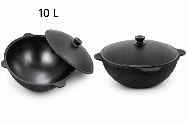 Gusseisen Kazan 10 Liter - mit Aluminiumdeckel Namangan