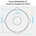 Gusseisen Kazan 12l - Poliert - Deckel - Flacher Boden-Namangan