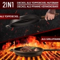 Doppelpfanne - 9 L Gusseisenpfanne mit praktischem Ledergriff