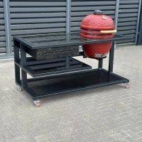 Outdoor-Küche 200 cm. Mit Kamado Rot