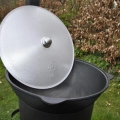 Kasan Gusseisen Wok 16l - Poliert - Deckel - Flacher Boden-Namangan