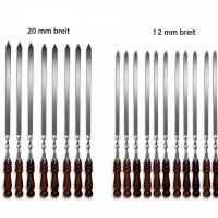 Edelstahlspieß mit Holzgriff 60 cm lang 1,2 cm breit 3 mm Stark (1-10 Stück)