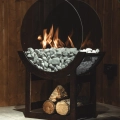Handgefertigter Bio Ethanol Kamin Rund Braun