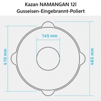 Gusseisen Kazan 12l - Poliert - Deckel - Flacher Boden-Namangan